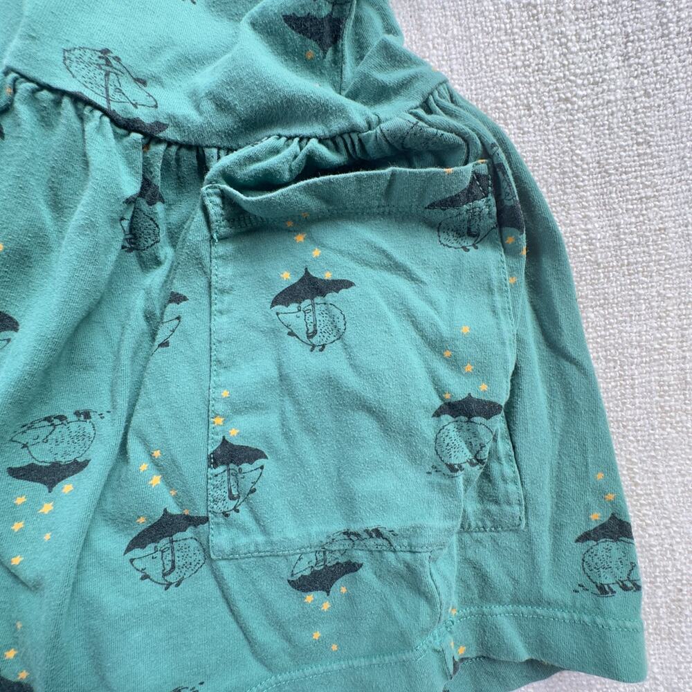 Hanna Andersson Green Rainy Hedgehog Skirted Tee GUC 4 - Picture 4 of 5